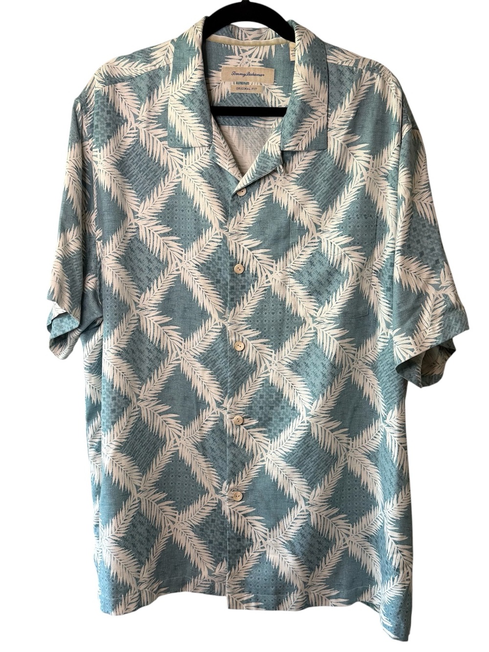 Tommy Bahama Men's Blue Palm Print Button Down Shirt
